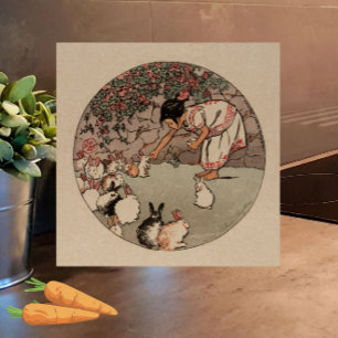 6" Elegante Vintage Kaninchen Kunst, Dichtung und  Fliese