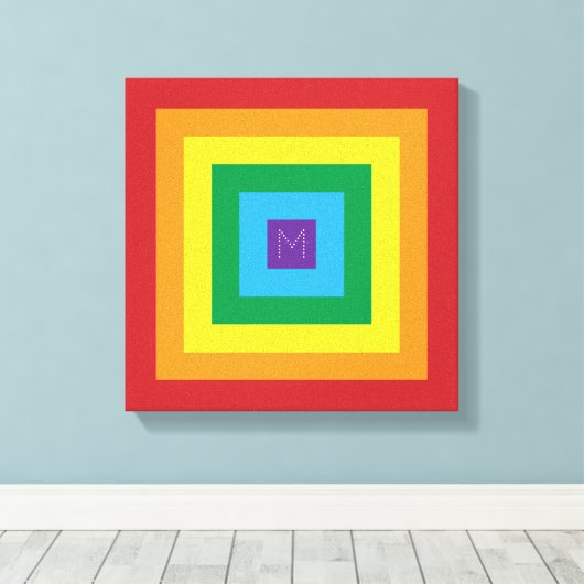 6 Farb-Regenbogenpyramide Anpassbare Monogramm Leinwanddruck (Insitu (Holzboden))