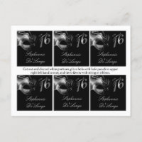 6 Favor Tags Süß 16 Silber Schwarz Party