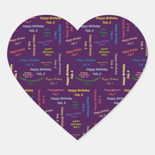 6. Februar Herz-Aufkleber (Vorderseite)