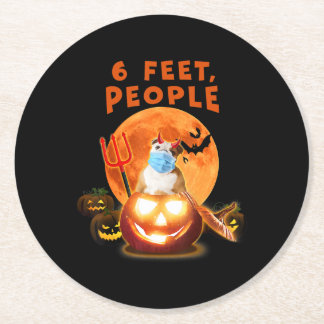 6 Feet People Bulldog Dog With Mask Halloween Gift Runder Pappuntersetzer