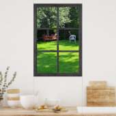 6 Fenster mit rustikalen Pan-Imitaten mit Hintergr Poster (Küche)