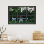 6 Fenster mit rustikalen Pan-Imitaten mit Rückgart Poster (Küche)