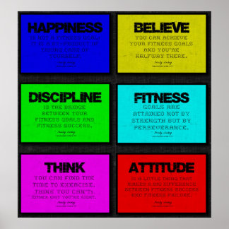 6 Fitness Zitate Poster in Brights