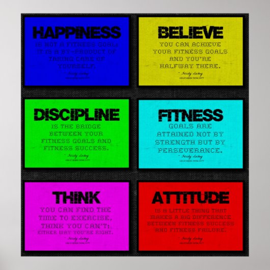 6 Fitness Zitate Poster in Brights (Vorne)
