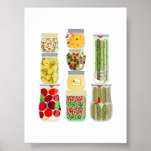 6 Food Canning Jars Poster (Vorne)