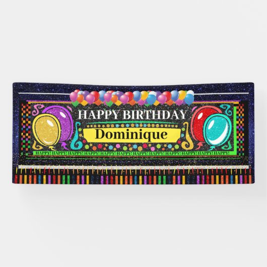 6 Foot Birthday Banner Happy Happy (Horizontal)