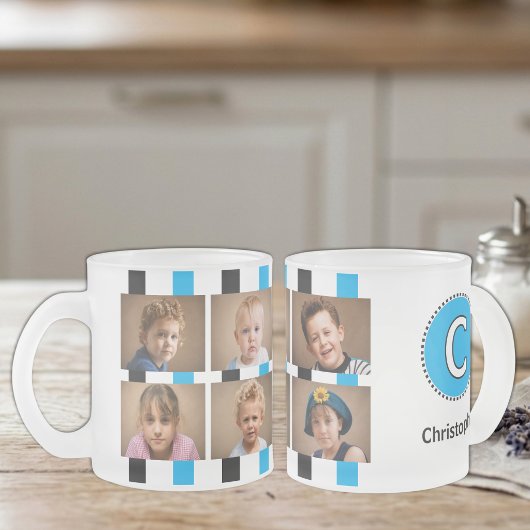 6 Foto Anfangsname Schwarz Blau Mattglastasse