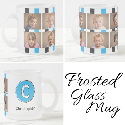 6 Foto Anfangsname Schwarz Blau Mattglastasse