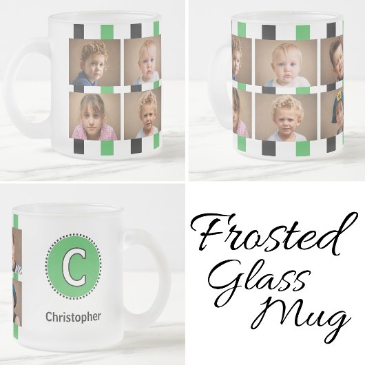 6 Foto Anfangsname Schwarz Grün Mattglastasse
