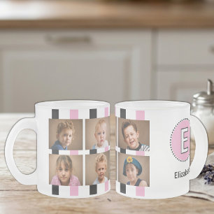 6 Foto Anfangsname Schwarz Rosa Mattglastasse