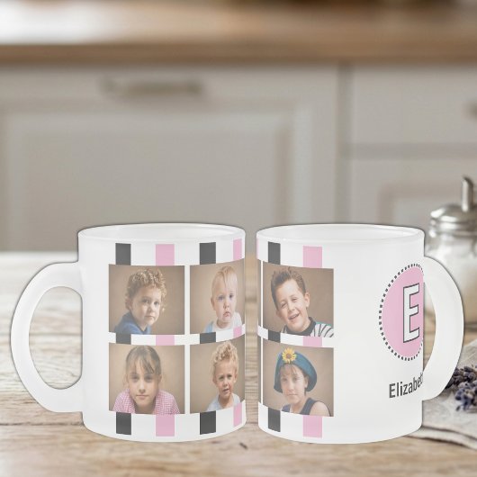 6 Foto Anfangsname Schwarz Rosa Mattglastasse