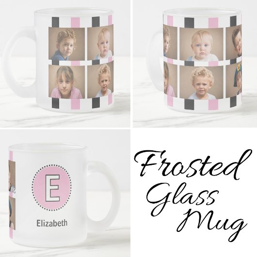 6 Foto Anfangsname Schwarz Rosa Mattglastasse