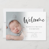 6 Foto Baby Girl Boy Script Begrüßung Ankündigung (Vorderseite)