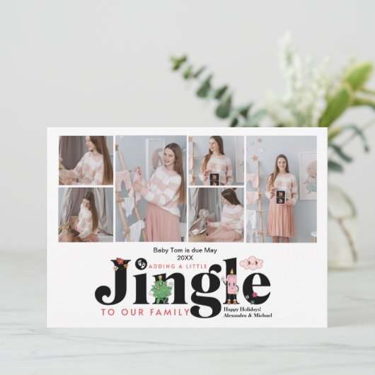 6 Foto Baby Schwangerschaft Ankündigung (Stehend Vorderseite)