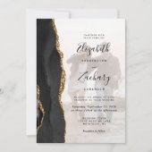 6-Foto Black Gold Agate Hochzeit Einladung (Vorderseite)
