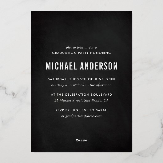 6 Foto Chalkboard Graduierungsparty Folieneinladung (Rückseite)