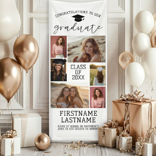 6 Foto Collage Abschluss Moderner Minimaler Weißer Banner