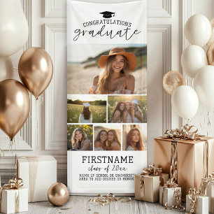6 Foto Collage Abschluss Moderner Minimaler Weißer Banner