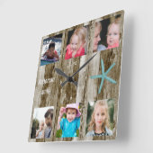 6 Foto Collage Beach Plank Quadratische Wanduhr (Winkel)