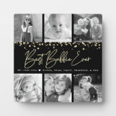 6 Foto Collage Bestes Bubbie je Black Gold Script Fotoplatte (Vorderseite)