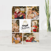 6 Foto Collage Christmas Red Polka Dot Holidays Karte (Vorderseite)