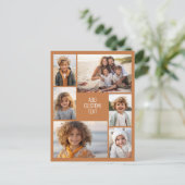 6 Foto Collage - Cotta-Hintergrund - weiß Postkarte (Stehend Vorderseite)