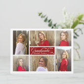 6-Foto Collage Dark Red Custom Abschluss Einladung (Stehend Vorderseite)