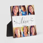 6 Foto Collage Family Liebe Script Moderne Herzen Fotoplatte (Vorderseite)