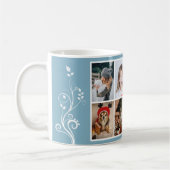 6 Foto Collage Foliage Blue Christmas Family Kaffeetasse (Links)