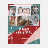 6 Foto Collage Foliage farbenfrohe Weihnachtsfamil Fleecedecke (Vorderseite)