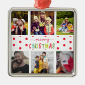 6 Foto Collage Frohe Weihnachten farbenfroh Ornament Aus Metall (Vorne)