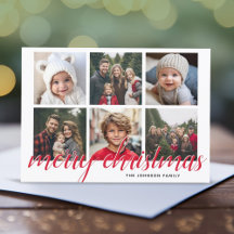 6 Foto Collage Frohe Weihnachts Script Red Stars