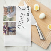 6 Foto Collage Frohe Weihnachtsfamilie Geschirrtuch (Viertel Falte)