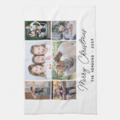 6 Foto Collage Frohe Weihnachtsfamilie Geschirrtuch (Vertikal)