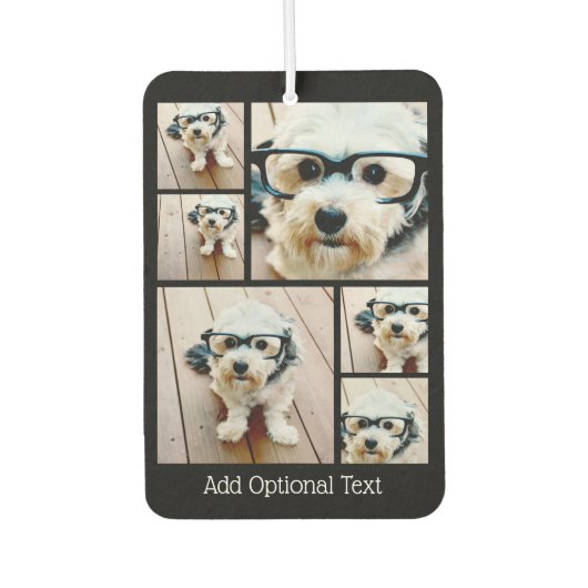 6 Foto Collage - Funkes Muster schwarz Autolufterfrischer (Vorderseite)