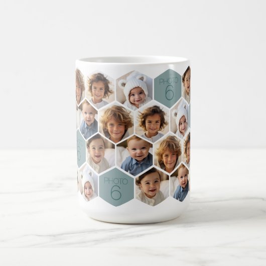 6 Foto Collage - Funkes Wabenmuster - weiß Kaffeetasse (Mittel)