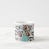 6 Foto Collage - funky hexagon pattern aquamarin Espressotasse (Vorderseite)