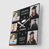 6 Foto Collage Glückwunsch Grad 2025 Schwarz Quadratische Wanduhr (Winkel)