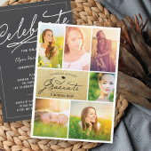 6 Foto Collage Gold Glitzer Graduation Party Einladung