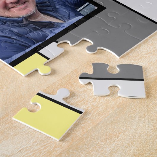 6 Foto Collage grau-gelbe Streifen Puzzle (Seite)