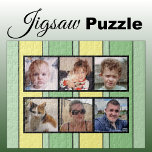 6 Foto, Collage, grüne gelbe Streifen Puzzle<br><div class="desc">Gemeinsam Erinnerungen mit unserem maßgeschneiderten 6-Foto-Puzzle! Dieses Puzzle lasse Ihnen, sechs Ihrer liebsten Fotos auf unterhaltsame, interaktive Weise zu präsentieren. Die lichtdurchflutete, glänzende Oberfläche aus hochwertigen Materialien bringt Ihre Bilder zum Leben und sorgt für eine lange Lebensdauer. Ideal für jeden Anlass, von Geburtstag bis Feiertag, kombiniert dieses Puzzle Kreativität mit...</div>
