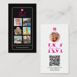 6 Foto-Collage Influencer-Feed Pink Monogramm Visitenkarte