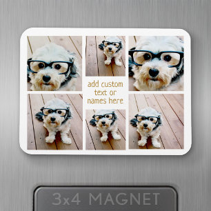 6 Foto-Collage Minimalist - Gold und Weiß Magnet