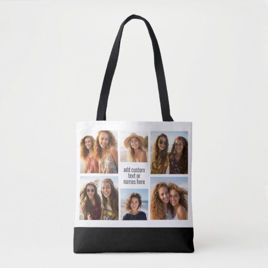 6 Foto-Collage Minimalist - Schwarz und Weiß Tasche (Vorderseite)