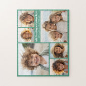 6-Foto-Collage mit Text -- Modern, Minimal Grün Puzzle (Vertikal)
