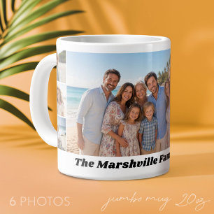 6-Foto-Collage mit weißem Hintergrund Jumbo-Tasse
