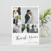 6 Foto Collage moderne minimalistische Skripthochz Dankeskarte (Stehend Vorderseite)