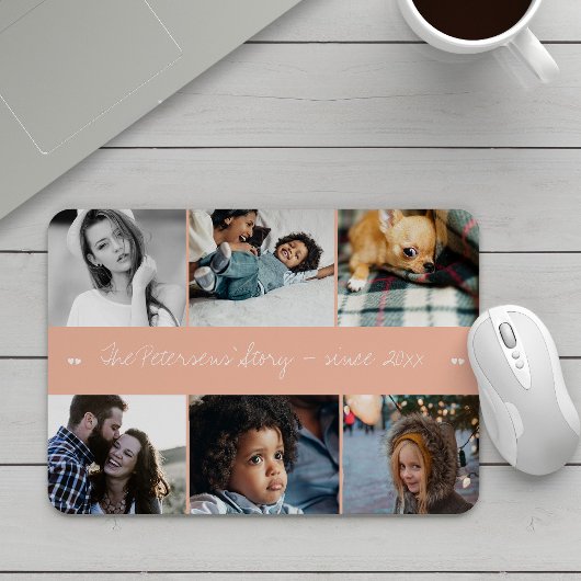 6-Foto-Collage moderner Familientext Mousepad