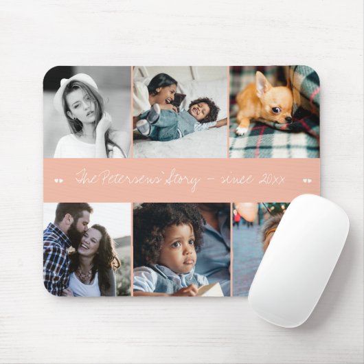 6-Foto-Collage moderner Familientext Mousepad (Mit Mouse)